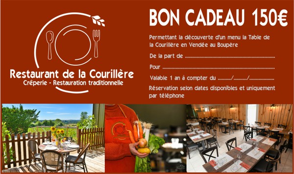 Coffret cadeau 150€ restaurant en Vendée